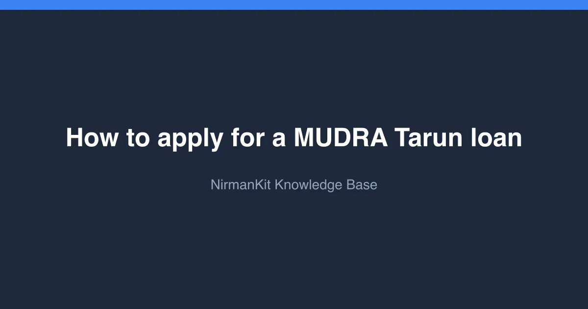 How to apply for a MUDRA Tarun loan cover